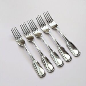 Chaps Home Estate 8" Dinner Forks Glossy Stainless Flatware Lot of 5 GUC